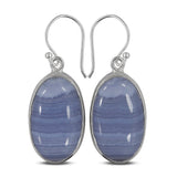 Blue Lace Agate Silver Earrings