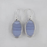 Blue Lace Agate Silver Earrings