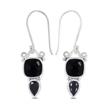 Black Onyx Silver Earrings