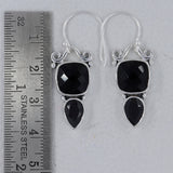 Black Onyx Silver Earrings