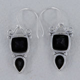 Black Onyx Silver Earrings