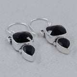 Black Onyx Silver Earrings