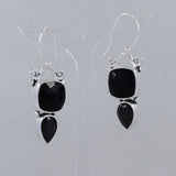 Black Onyx Silver Earrings