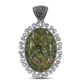 Rainforest Jasper Gemstone 925 Sterling Silver Pendant