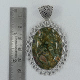 Rainforest Jasper Gemstone 925 Sterling Silver Pendant