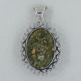 Rainforest Jasper Gemstone 925 Sterling Silver Pendant