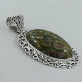 Rainforest Jasper Gemstone 925 Sterling Silver Pendant