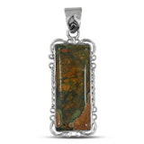 Rainforest Jasper Gemstone 925 Sterling Silver Pendant