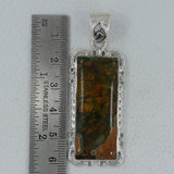 Rainforest Jasper Gemstone 925 Sterling Silver Pendant