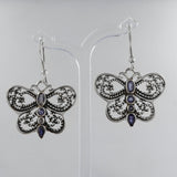 925 Silver Iolite Butterfly Earrings