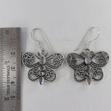 925 Silver Iolite Butterfly Earrings