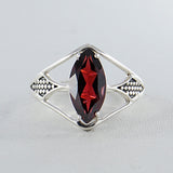 Natural Garnet Silver Ring