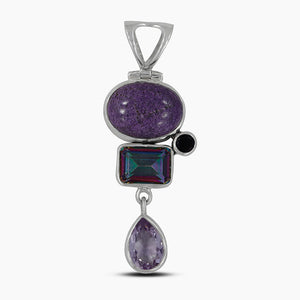 Amethyst & Mystic Silver Pendants