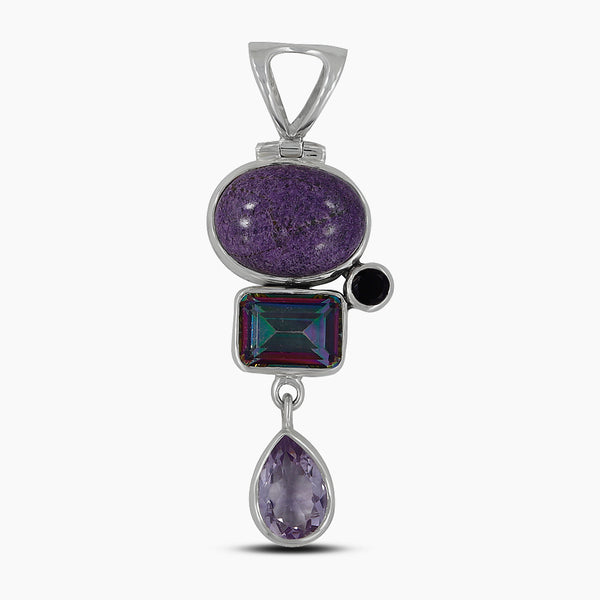 Amethyst & Mystic Silver Pendants