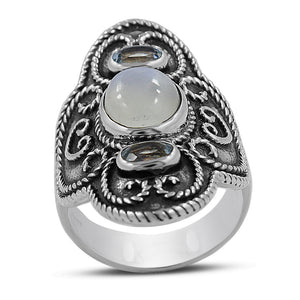 Rainbow Moonstone Silver Rings