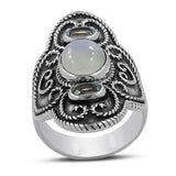 Rainbow Moonstone Silver Ring