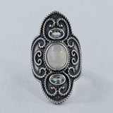 Rainbow Moonstone Silver Ring