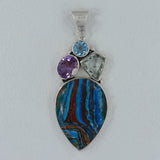 Rainbow Calsilica Silver Pendant