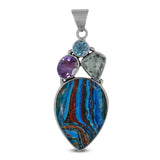 Rainbow Calsilica Silver Pendant