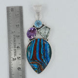 Rainbow Calsilica Silver Pendant