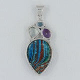 Rainbow Calsilica Silver Pendant