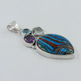 Rainbow Calsilica Silver Pendant