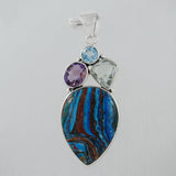 Rainbow Calsilica Silver Pendant