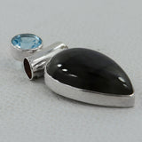 Rainbow Moonstone & Blue Topaz Silver Pendant