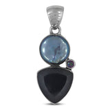 Black Onyx & Pearl Silver Pendant