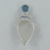 Rainbow Moonstone & Blue Topaz Silver Pendant