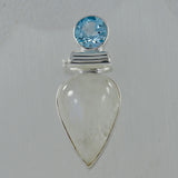 Rainbow Moonstone & Blue Topaz Silver Pendant