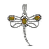 Tourmaline Dragonfly Silver Pendant