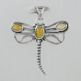 Tourmaline Dragonfly Silver Pendant