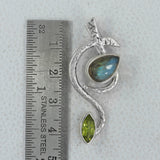 Blue Labradorite and Peridot 925 Sterling Silver Pendant