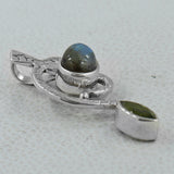 Blue Labradorite and Peridot 925 Sterling Silver Pendant