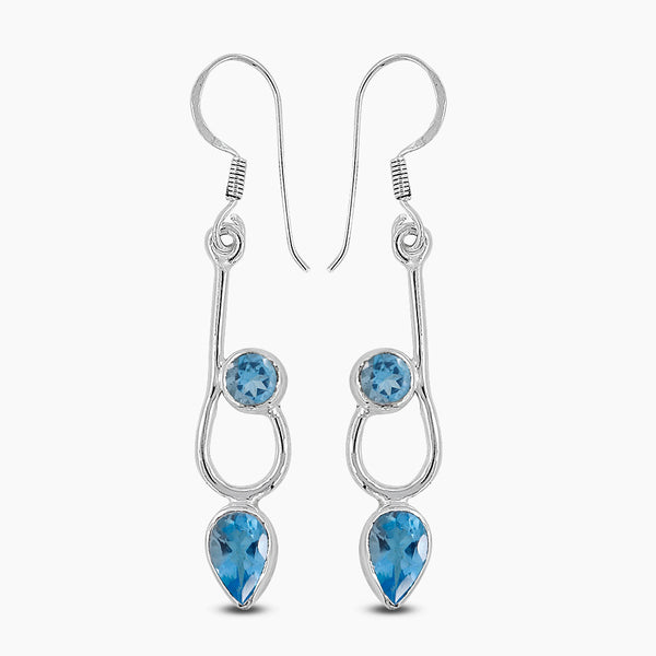 925 Silver Blue Topaz Earrings