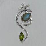 925 Silver Labradorite & Peridot Pendant