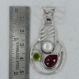 925 Sterling Silver Multistone Silver Pendant