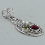 925 Sterling Silver Multistone Silver Pendant