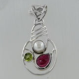 925 Silver Multistone Silver Pendant