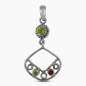 Peridot & Garnet Silver Pendants