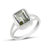 Natural Green Amethyst Silver Ring