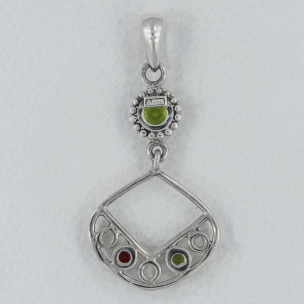 Peridot & Garnet Silver Pendants