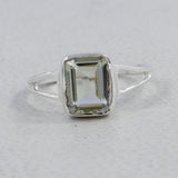 Natural Green Amethyst Silver Ring