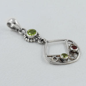 Peridot & Garnet Silver Pendants