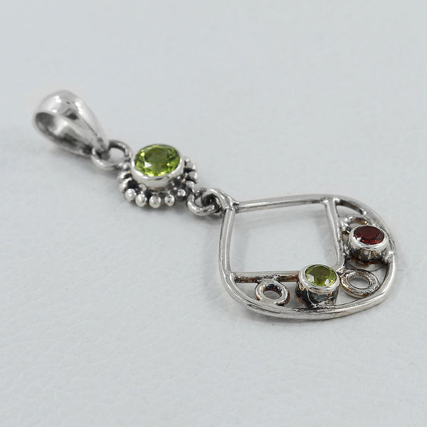 Peridot & Garnet Silver Pendants