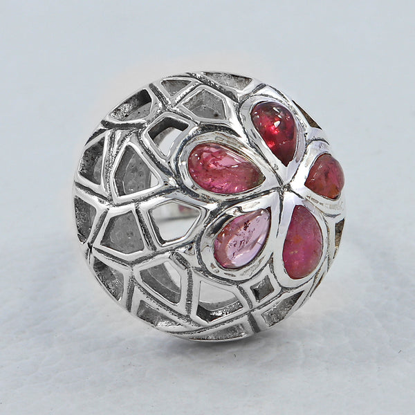 Pink Tourmaline Silver Ring