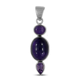 Cabochon Amethyst Gemstone Silver Pendant