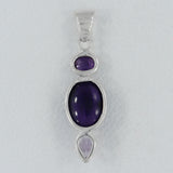 Cabochon Amethyst Gemstone Silver Pendant