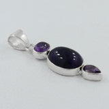 Cabochon Amethyst Gemstone Silver Pendant